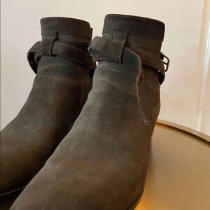 YSL Deep green suede ankle boots